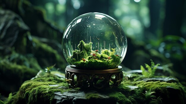 green glass globe HD 8K wallpaper Stock Photographic Image