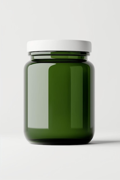 Photo a green glass jar with a white lid