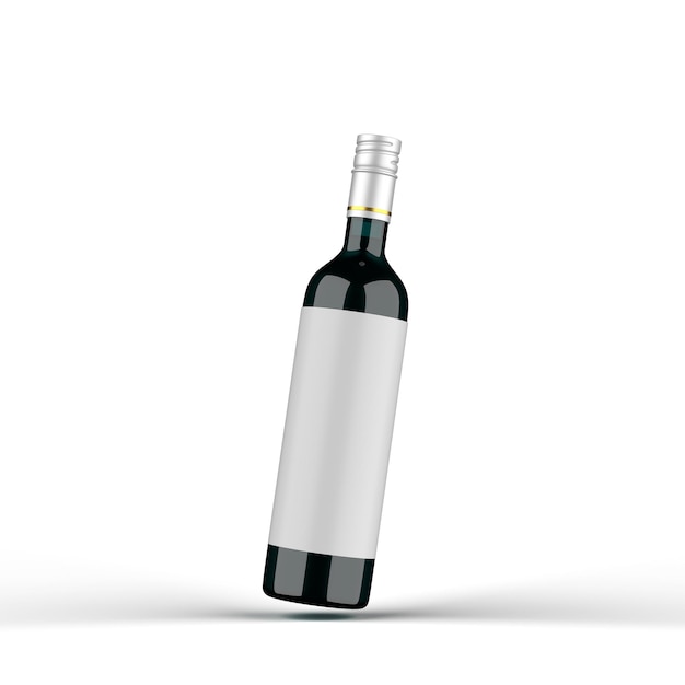 Green Glass Wine bottle 3d rendering