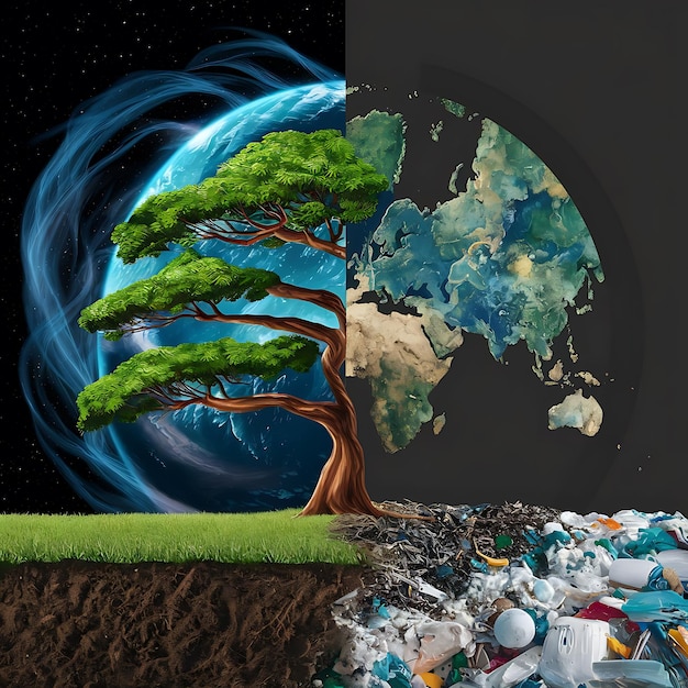 Green Globe Earth Day concept Planeet versus Plastics Aardedag 2024