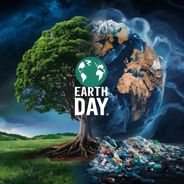 Premium Photo Green globe earth day concept vs Plastics Earth