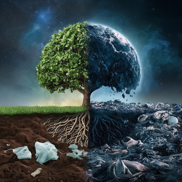 Green Globe Earth day concept Planet vs Plastics Earth day 2024