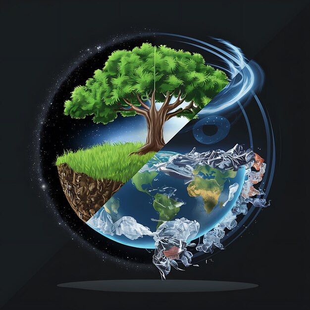 Foto il concetto di green globe earth day planet vs plastics earth day 2024