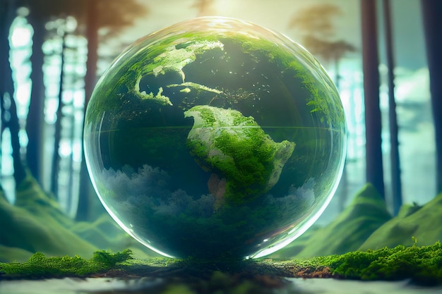 Green globe ecological concept Generative AI