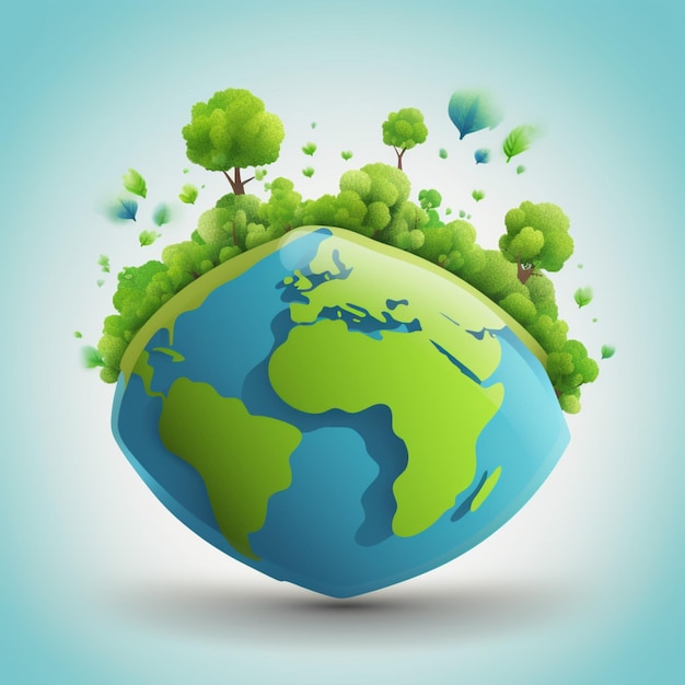 A green globe with trees and the word " save " on it