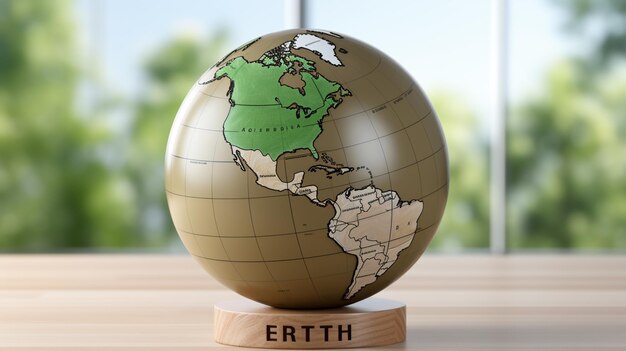 A green globe with the word earth on white background