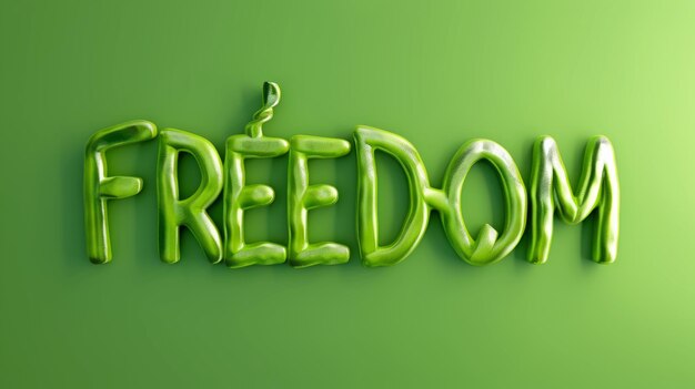 Green Glossy Surface Freedom concept creative horizontal art poster