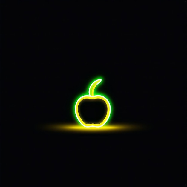 Фото Зеленое светящееся яблоко на фоне светло-зеленого светящегося яблока на фоне
