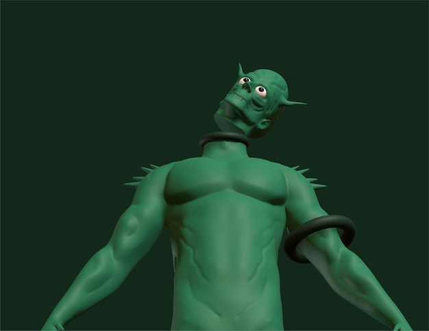 ハロウィーンの恐怖のキャラクターの 3 d デザインの緑のゴブリン 3 d キャラクター