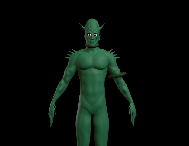 ハロウィーンの恐怖のキャラクターの 3 d デザインの緑のゴブリン 3 d キャラクター