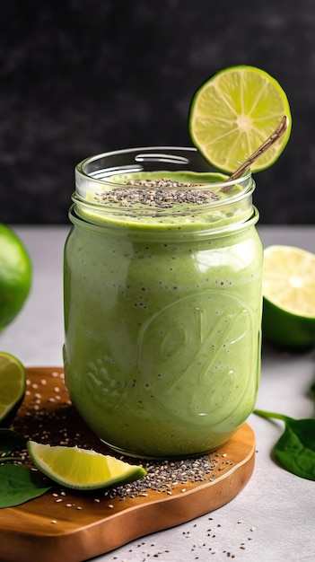 Green Goddess Delight Creamy Smoothie with Avocado Spinach and Almond Milk a Nourishing Blend of Green Goodness