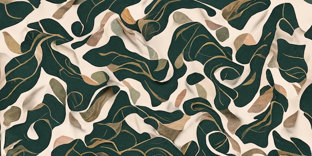 A green and gold abstract pattern on a white background generative AI