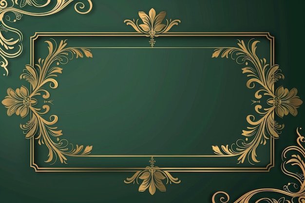 Green and Gold Background With Gold Frame