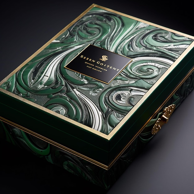 a green and gold box with a gold label that says " la latte ".