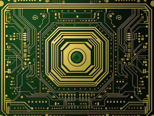 Photo a green and gold circuit board