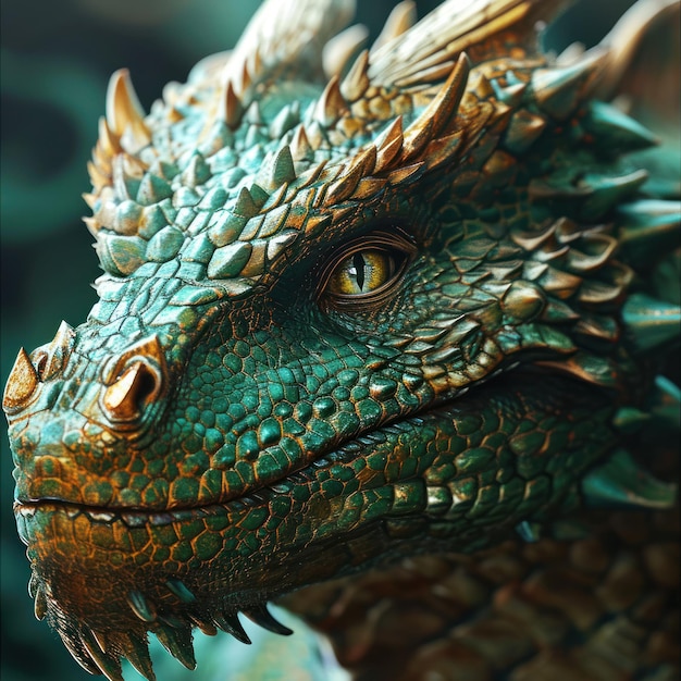 Photo a green and gold dragon