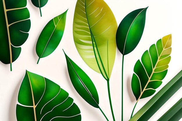 Green and gold eucalyptus leaves illustration stationery