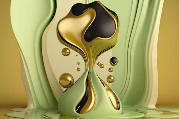 Green and gold hourglass with golden drops