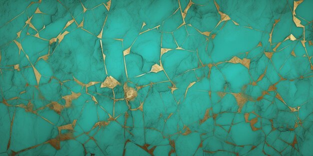 A green and gold image of a cracked gold leaf.