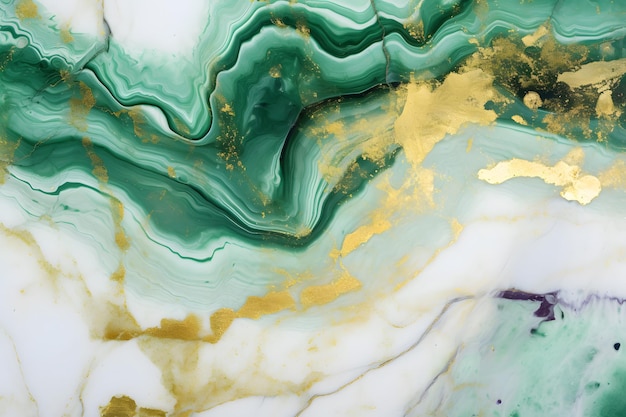 Foto fondo di marmo verde e dorato concetto di arte liquida
