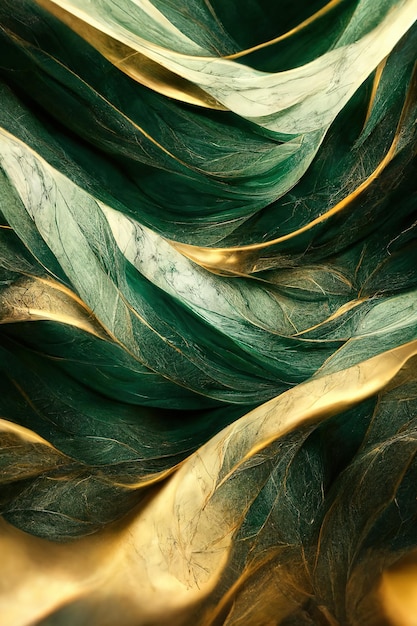 Green and gold marble texture Luxury abstract fluid art paint wallpaper