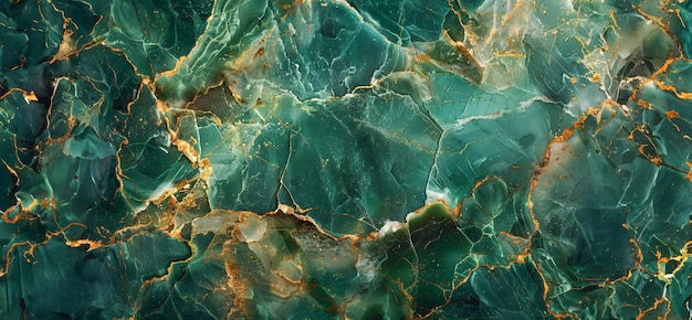 A green and gold marble wall with a gold border