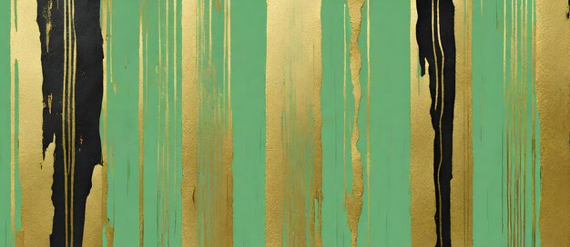 緑色の金色の塗装されたストライプ 刷り絵 背景 カラフルなデジタルアートワーク ミニマリスト モダンなカードデザイン 壁画