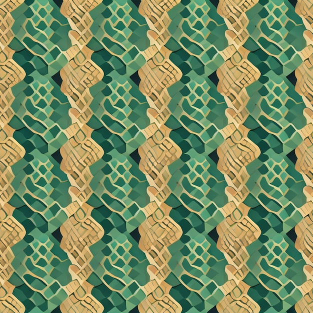 A green and gold pattern with the letters " on it.