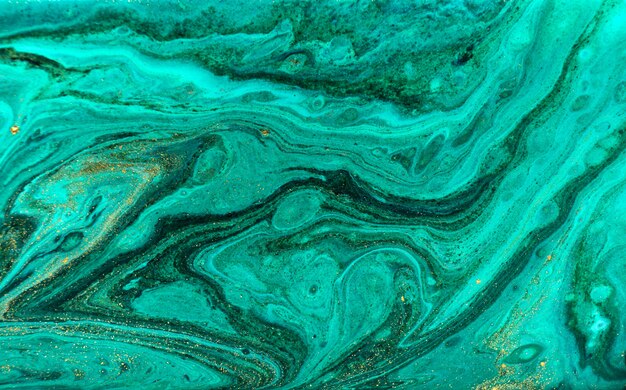 Green and gold powder marble liquid texture