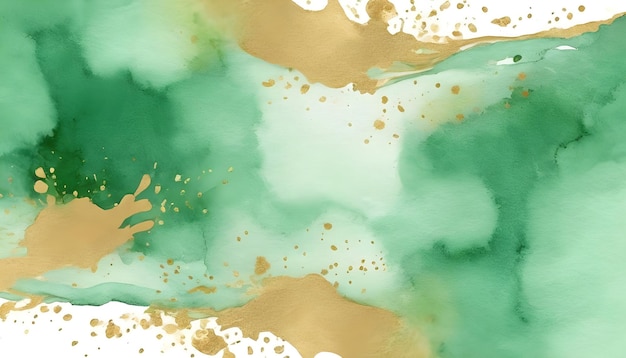 Green and Gold watercolor pattern background