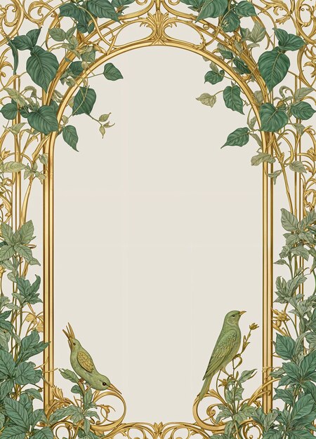 Photo green and golden floral border