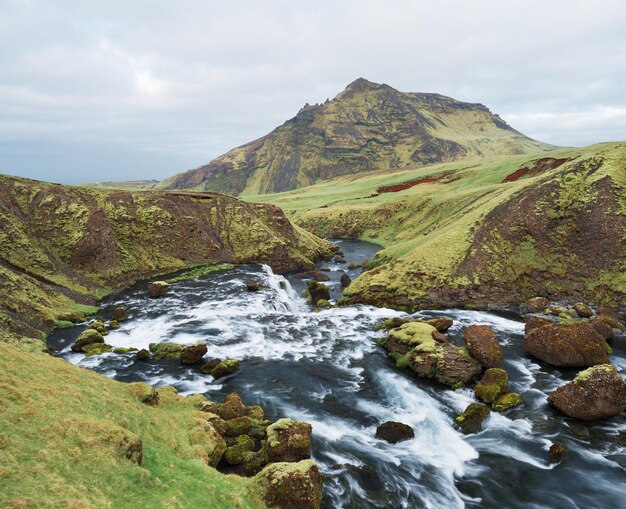 Green gorge and Skoga river Iceland