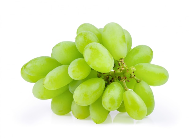 Green grape isolated on white Full