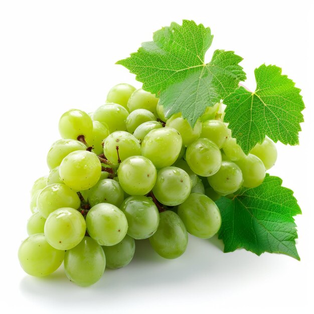 Green grapes isolated on white background