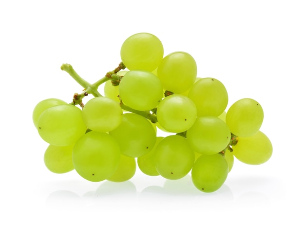 Green grapes isolated on white background