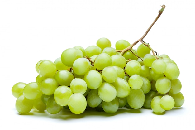 Green grapes on white