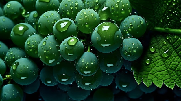 Green grapes with water drops on the top