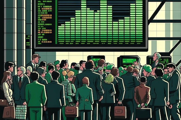 ビジネス株式市場の雄牛の実行とグラフと図の成長の緑の図 ジェネレーティブ ai