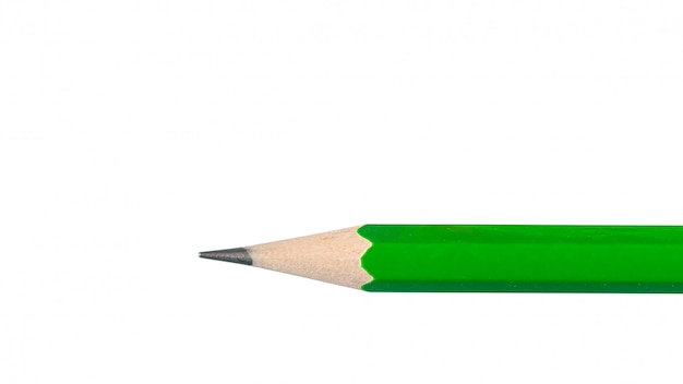 Photo green graphite pencil on a white close-up.