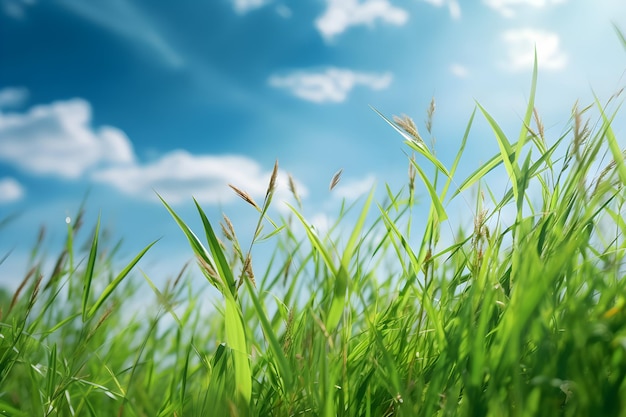 Green grass against a blue sky