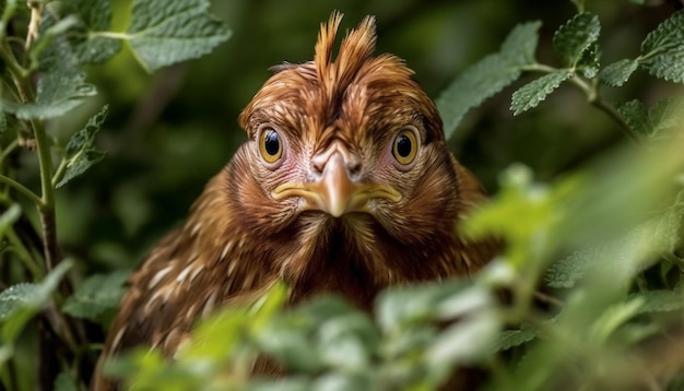 Green grass cute chick looking at camera generated by AI