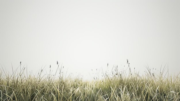 白い背景の緑の草の畑 草は茂み,緑で,背景は明るい明るい灰色です