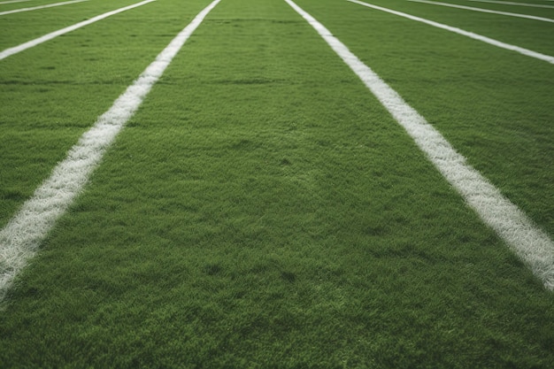 Green Grass Field with White Lines Perfect for a Football or Soccer Stadium Background