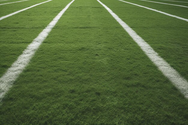 Green Grass Field with White Lines Perfect for a Football or Soccer Stadium Background