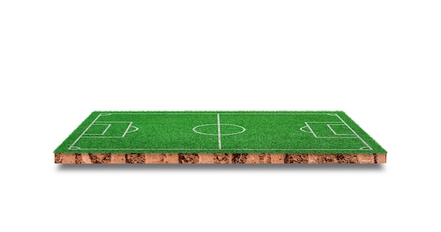 Green grass football field isolated on white background. Soccer field for sport game