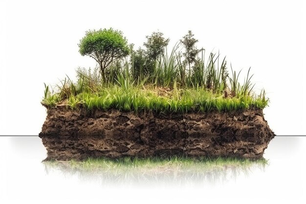 A green grass island with a white background and the word green on it