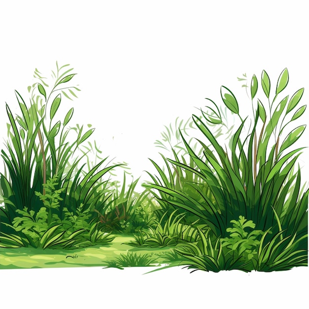 Green grass isolated on white background Vector illustration