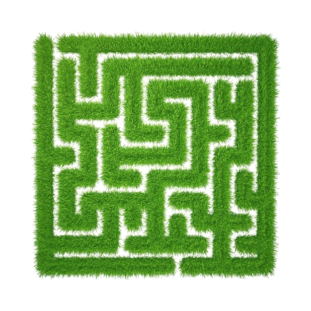 green grass maze on a white background