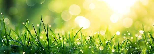 Green grass and sunlight banner background