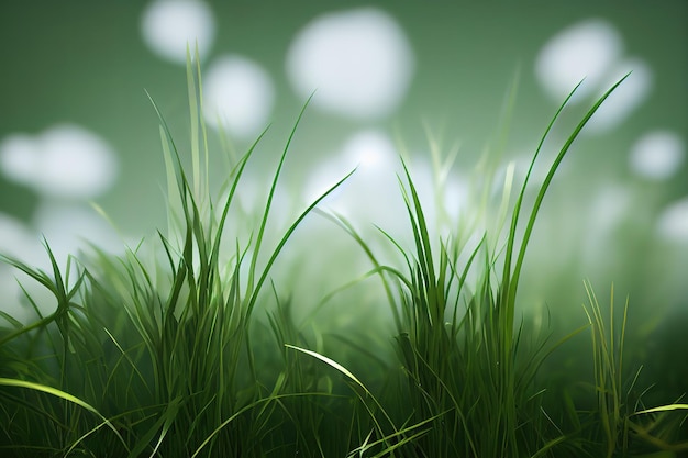 Green grass texture as background Perspective view and selective focus 3D rendering raster illustration